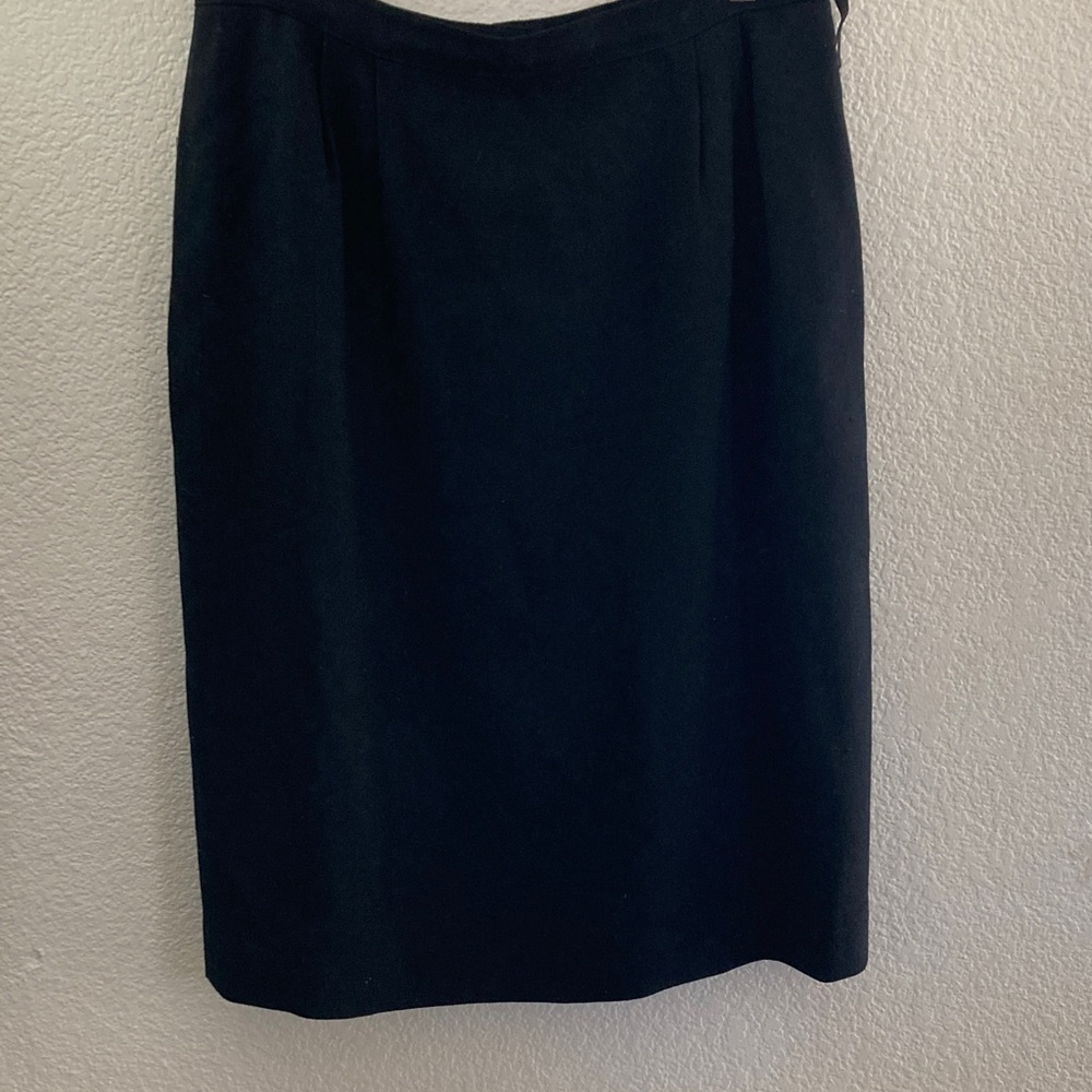 Black pencil Skirt 100% wool lined pockets professional classic 12P